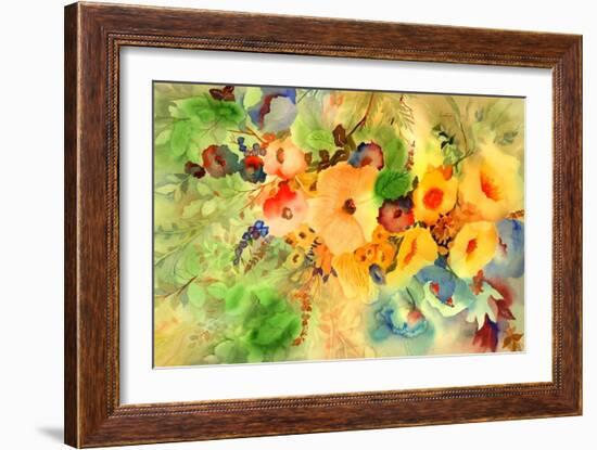 Golden Hibiscus-Neela Pushparaj-Framed Giclee Print