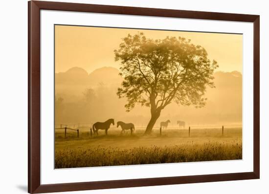 Golden Horses-null-Framed Art Print