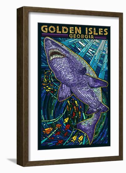 Golden Isles, Georgia - Shark Paper Mosaic-Lantern Press-Framed Art Print