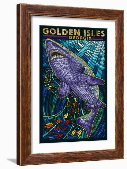 Golden Isles, Georgia - Shark Paper Mosaic-Lantern Press-Framed Art Print