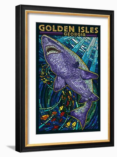 Golden Isles, Georgia - Shark Paper Mosaic-Lantern Press-Framed Art Print