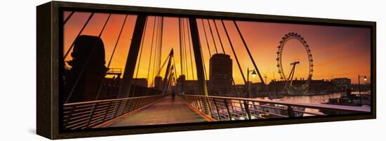 Golden Jubilee Bridge across a Thames River, Ferris Wheel in Back, London, England-null-Framed Premier Image Canvas