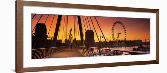 Golden Jubilee Bridge across a Thames River, Ferris Wheel in Back, London, England-null-Framed Photographic Print