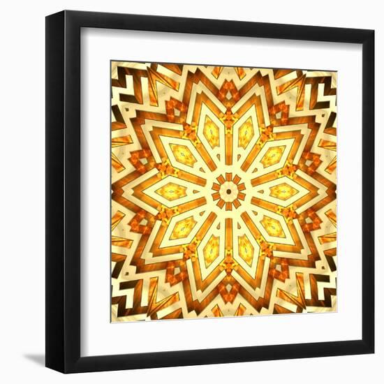 Golden Labyrinth With Flame. High Resolution 3D Image-oneo-Framed Art Print