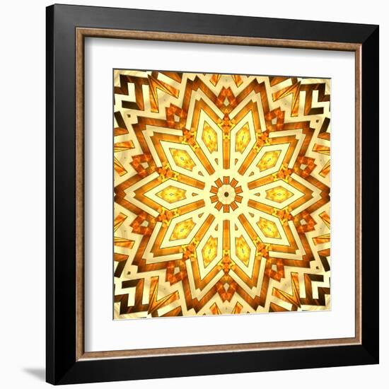 Golden Labyrinth With Flame. High Resolution 3D Image-oneo-Framed Art Print