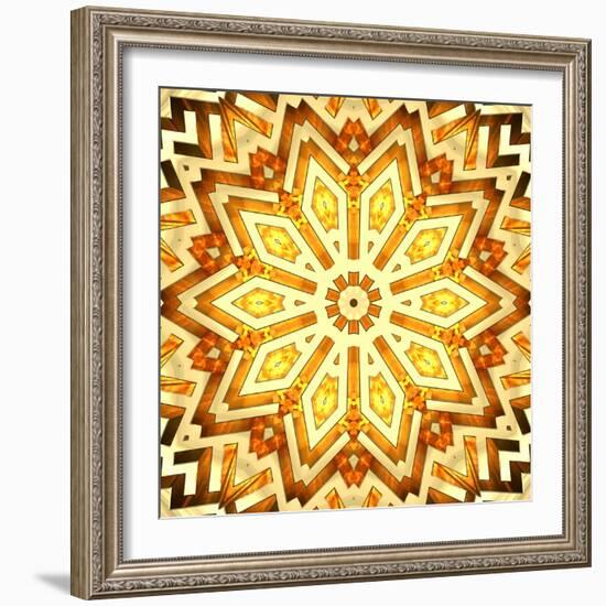 Golden Labyrinth With Flame. High Resolution 3D Image-oneo-Framed Art Print