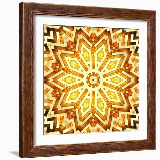 Golden Labyrinth With Flame. High Resolution 3D Image-oneo-Framed Art Print