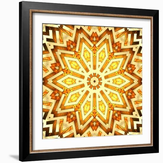 Golden Labyrinth With Flame. High Resolution 3D Image-oneo-Framed Art Print