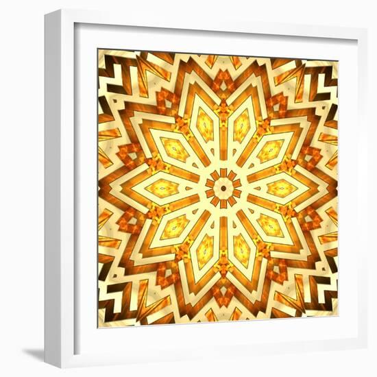 Golden Labyrinth With Flame. High Resolution 3D Image-oneo-Framed Art Print