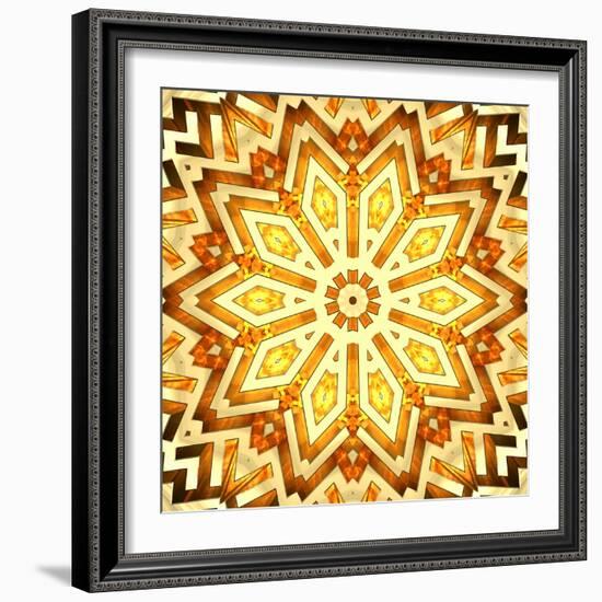 Golden Labyrinth With Flame. High Resolution 3D Image-oneo-Framed Art Print