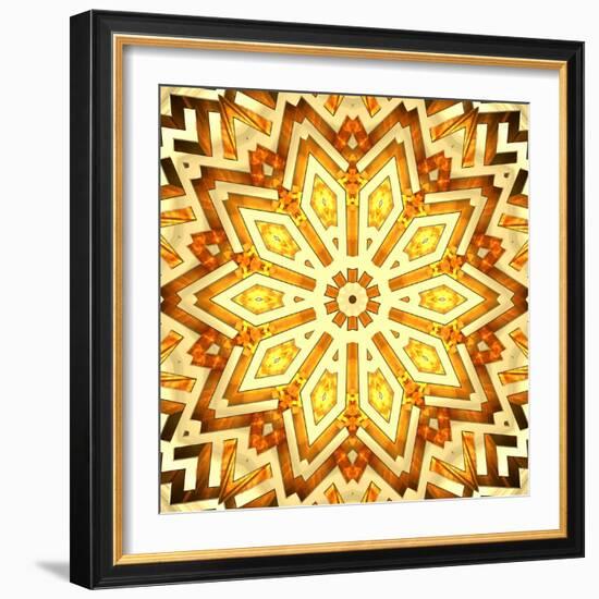 Golden Labyrinth With Flame. High Resolution 3D Image-oneo-Framed Art Print