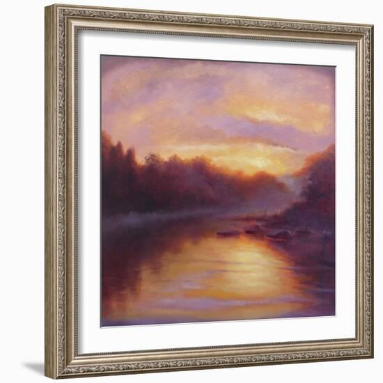 Golden Light, 2023, 2023, (Oil on Canvas) River Thames-Lee Campbell-Framed Giclee Print