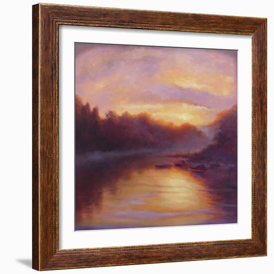 Golden Light, 2023, 2023, (Oil on Canvas) River Thames-Lee Campbell-Framed Giclee Print