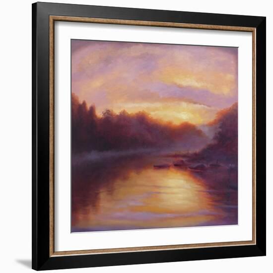 Golden Light, 2023, 2023, (Oil on Canvas) River Thames-Lee Campbell-Framed Giclee Print