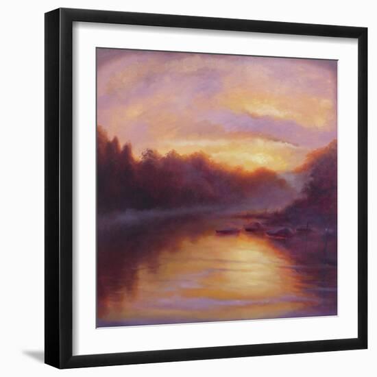 Golden Light, 2023, 2023, (Oil on Canvas) River Thames-Lee Campbell-Framed Giclee Print