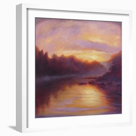 Golden Light, 2023, 2023, (Oil on Canvas) River Thames-Lee Campbell-Framed Giclee Print