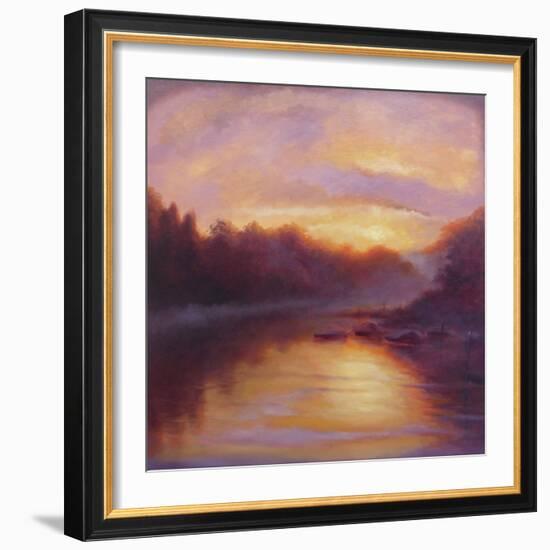 Golden Light, 2023, 2023, (Oil on Canvas) River Thames-Lee Campbell-Framed Giclee Print