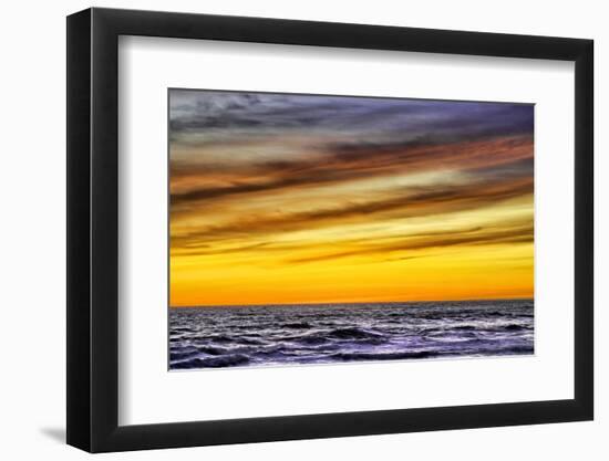 Golden light of the setting sun reflects a gold glow on the beach at Pererenan Beach, Bali.-Greg Johnston-Framed Photographic Print