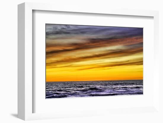 Golden light of the setting sun reflects a gold glow on the beach at Pererenan Beach, Bali.-Greg Johnston-Framed Photographic Print