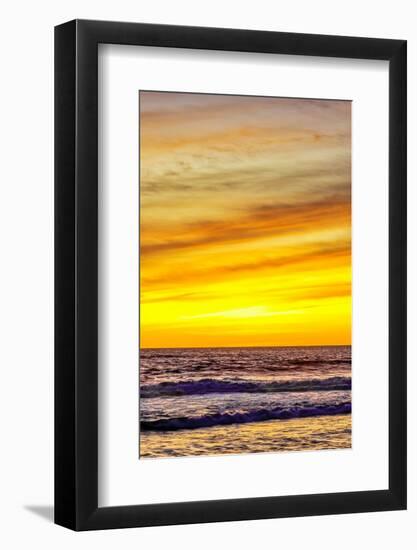 Golden light of the setting sun reflects a gold glow on the beach at Pererenan Beach, Bali.-Greg Johnston-Framed Photographic Print