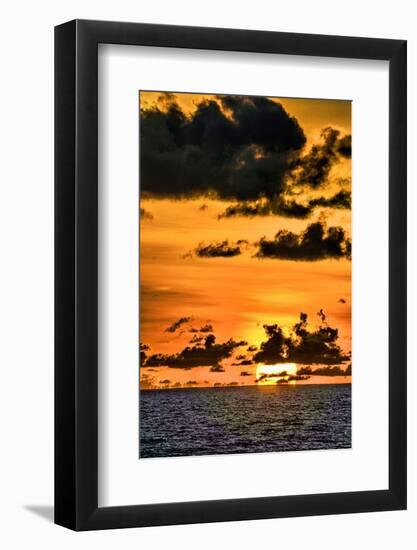 Golden light of the setting sun reflects a red glow on the beach at Pererenan Beach, Bali.-Greg Johnston-Framed Photographic Print