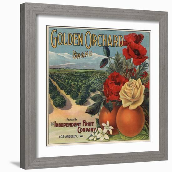 Golden Orchard Brand - Los Angeles, California - Citrus Crate Label-Lantern Press-Framed Art Print