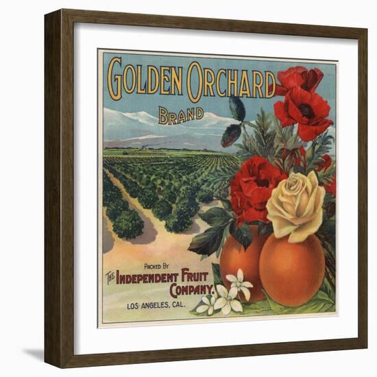 Golden Orchard Brand - Los Angeles, California - Citrus Crate Label-Lantern Press-Framed Art Print