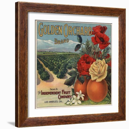 Golden Orchard Brand - Los Angeles, California - Citrus Crate Label-Lantern Press-Framed Art Print