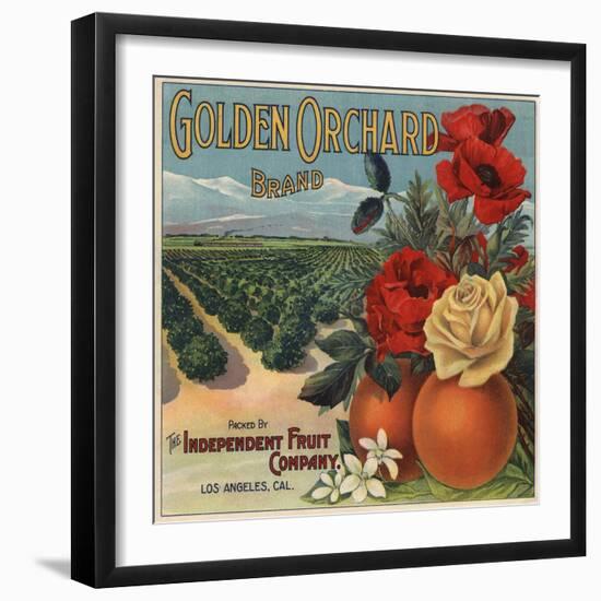 Golden Orchard Brand - Los Angeles, California - Citrus Crate Label-Lantern Press-Framed Art Print