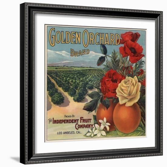 Golden Orchard Brand - Los Angeles, California - Citrus Crate Label-Lantern Press-Framed Art Print