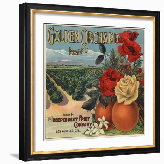 Golden Orchard Brand - Los Angeles, California - Citrus Crate Label-Lantern Press-Framed Art Print