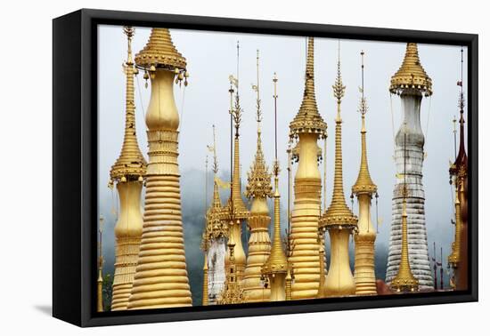 Golden Pagodas at the Nyaung Oak Monastery in Indein, Shan State, Myanmar (Burma)-Annie Owen-Framed Premier Image Canvas