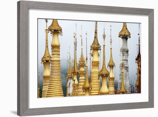 Golden Pagodas at the Nyaung Oak Monastery in Indein, Shan State, Myanmar (Burma)-Annie Owen-Framed Photographic Print