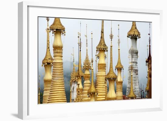 Golden Pagodas at the Nyaung Oak Monastery in Indein, Shan State, Myanmar (Burma)-Annie Owen-Framed Photographic Print
