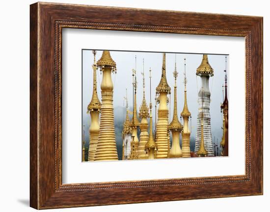 Golden Pagodas at the Nyaung Oak Monastery in Indein, Shan State, Myanmar (Burma)-Annie Owen-Framed Photographic Print