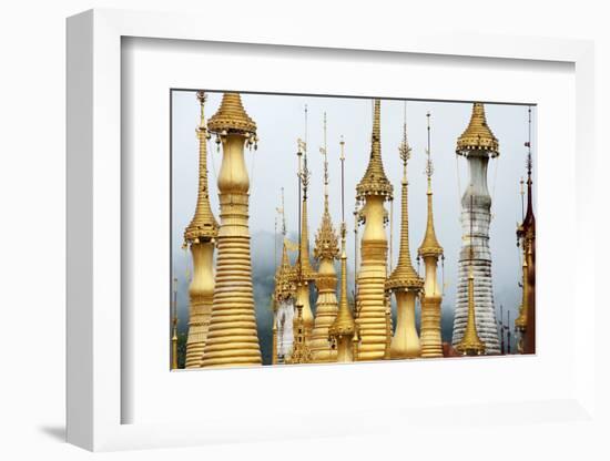 Golden Pagodas at the Nyaung Oak Monastery in Indein, Shan State, Myanmar (Burma)-Annie Owen-Framed Photographic Print