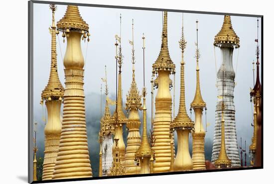 Golden Pagodas at the Nyaung Oak Monastery in Indein, Shan State, Myanmar (Burma)-Annie Owen-Mounted Photographic Print