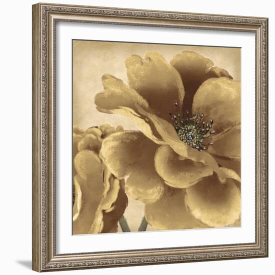 Golden Peony I-Linda Wood-Framed Giclee Print