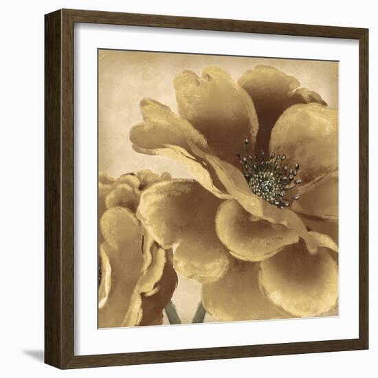 Golden Peony I-Linda Wood-Framed Giclee Print