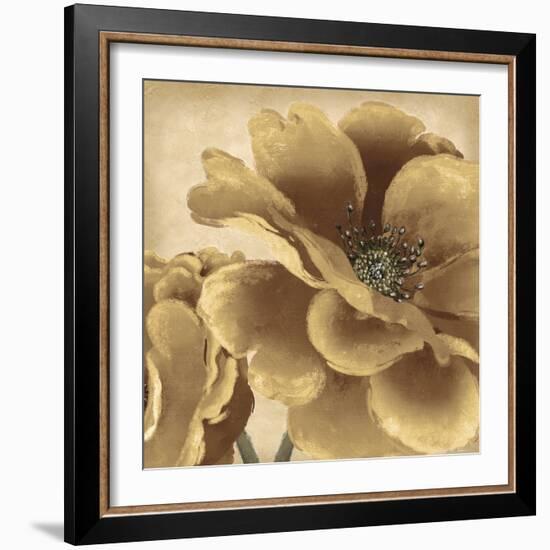 Golden Peony I-Linda Wood-Framed Giclee Print