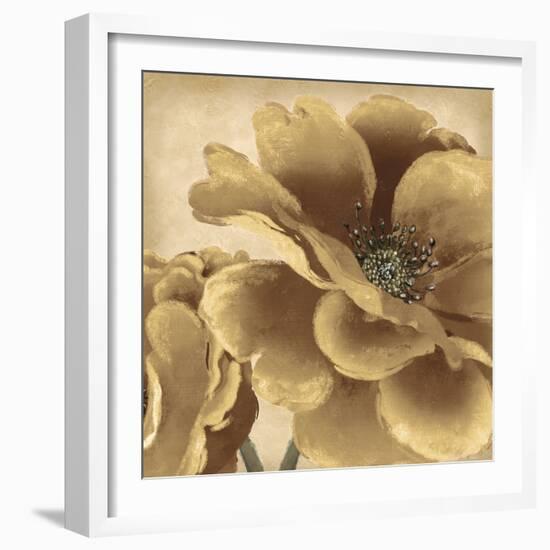 Golden Peony I-Linda Wood-Framed Giclee Print