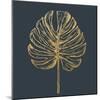 Golden Philodendron Leave. Hand Drawn.-Sunny Sally-Mounted Art Print