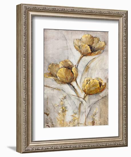 Golden Poppies on Taupe I-Tim O'toole-Framed Art Print