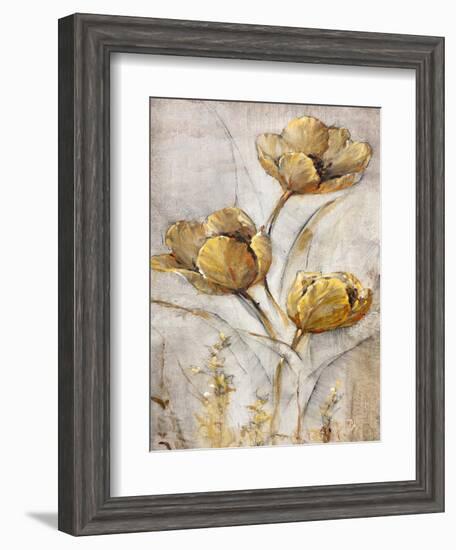 Golden Poppies on Taupe I-Tim O'toole-Framed Art Print