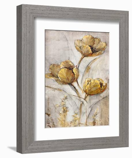 Golden Poppies on Taupe I-Tim O'toole-Framed Art Print