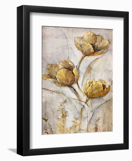 Golden Poppies on Taupe I-Tim O'toole-Framed Art Print