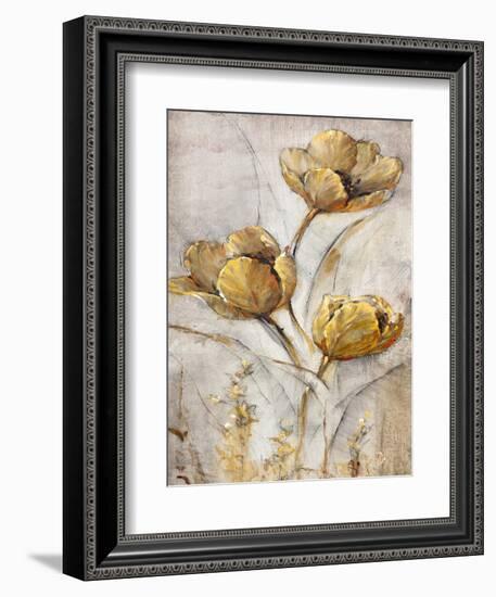 Golden Poppies on Taupe I-Tim O'toole-Framed Art Print