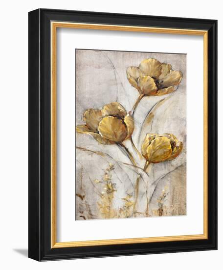 Golden Poppies on Taupe I-Tim O'toole-Framed Art Print