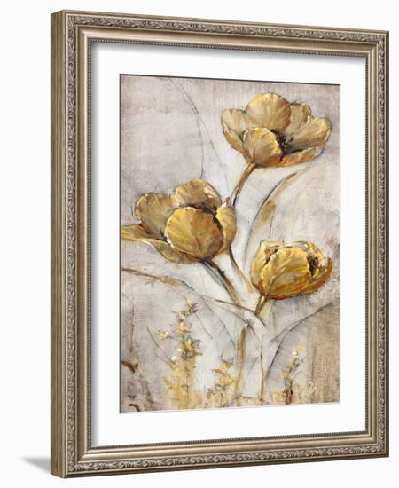 Golden Poppies on Taupe I-Tim O'toole-Framed Art Print