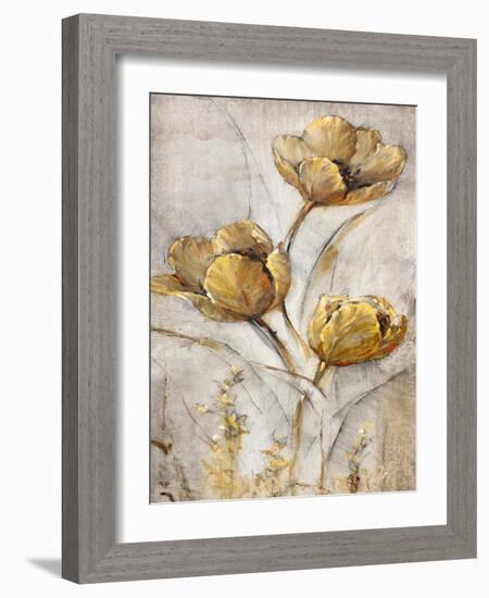 Golden Poppies on Taupe I-Tim O'toole-Framed Art Print